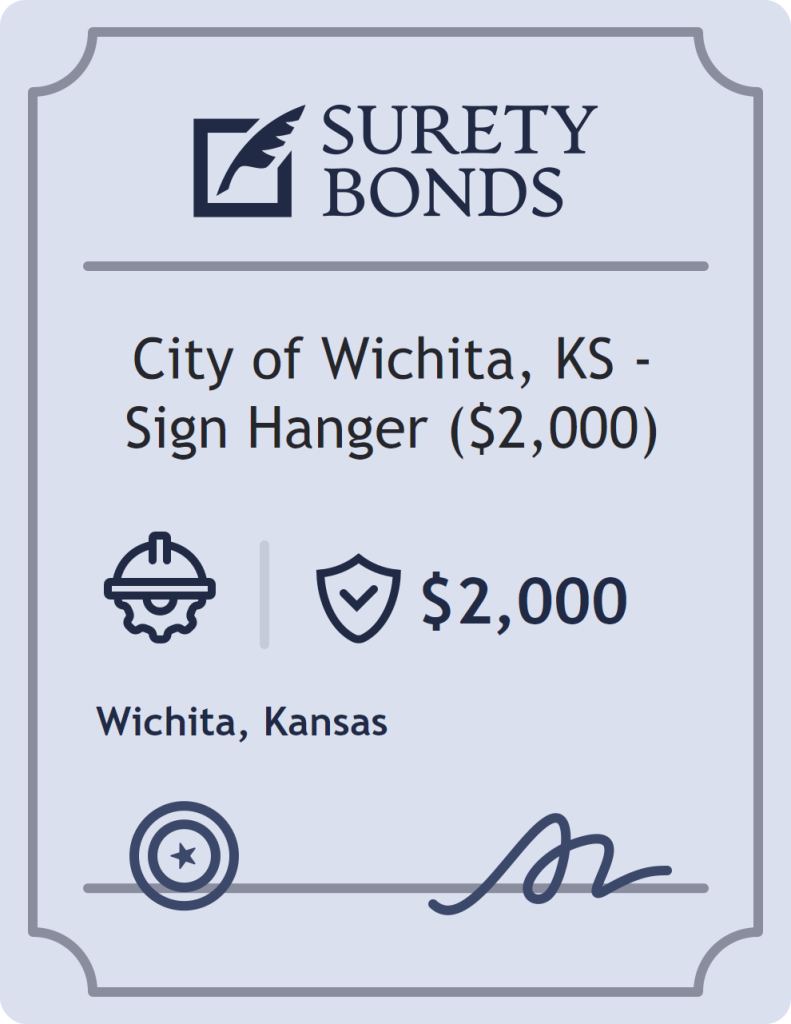 Surety bond badge for City of Wichita, KS - Sign Hanger ($2,000)