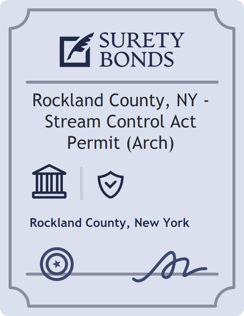 Surety bond badge for Rockland County, NY - Stream Control Act Permit (Arch)