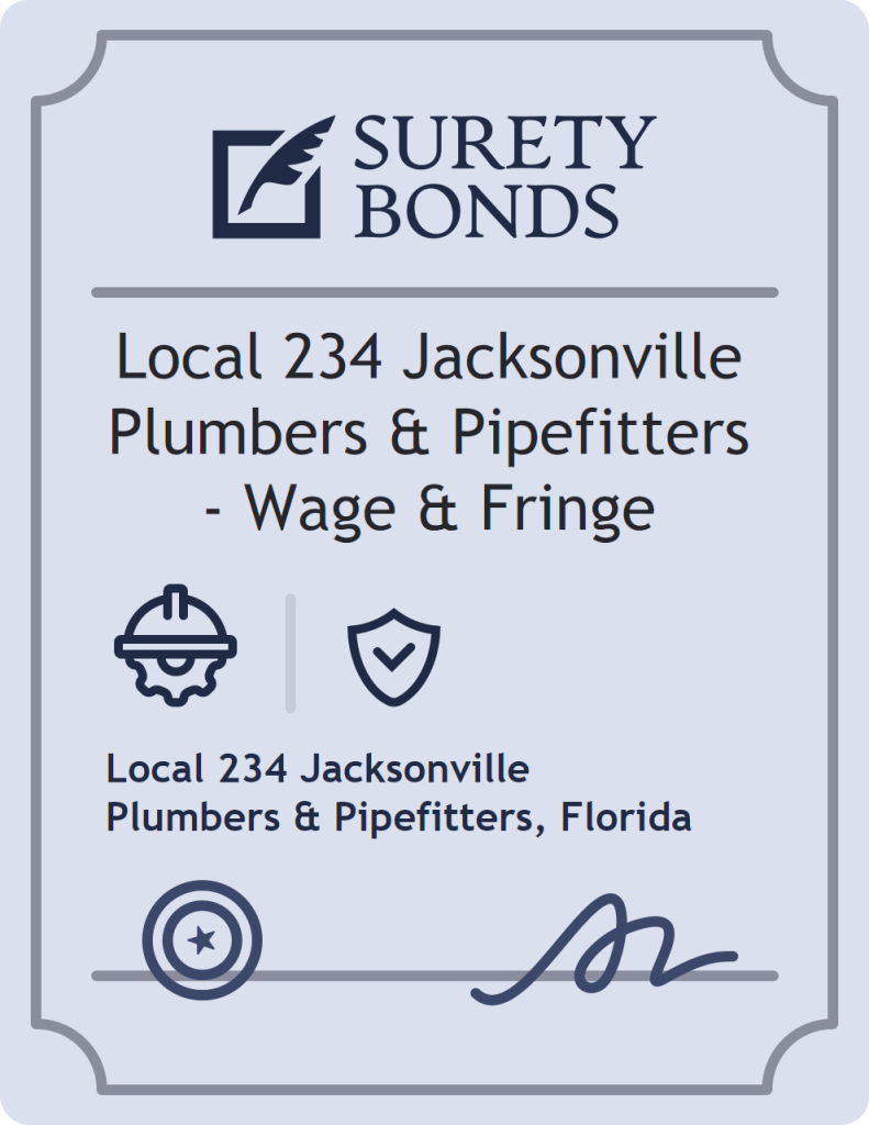 Surety bond badge for Local 234 Jacksonville Plumbers & Pipefitters - Wage & Fringe