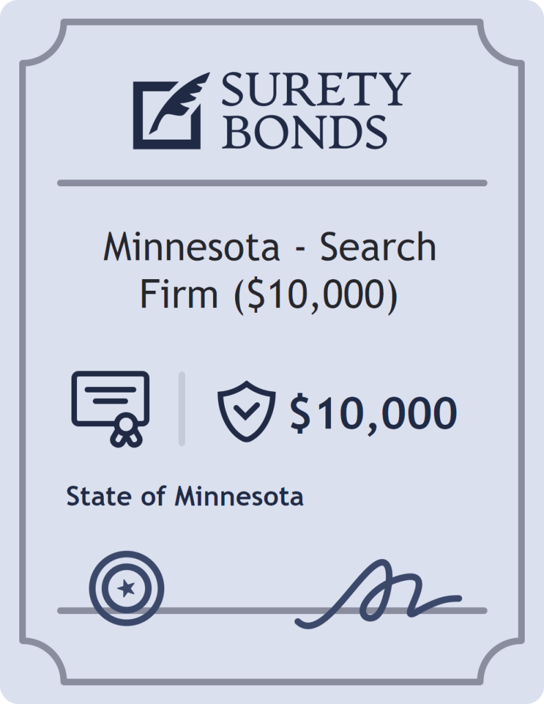 Surety bond badge for Minnesota - Search Firm ($10,000)