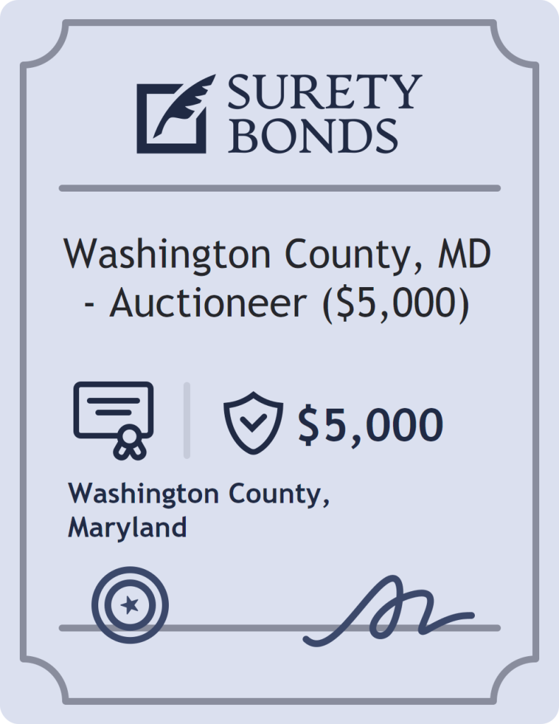 Surety bond badge for Washington County, MD - Auctioneer ($5,000)