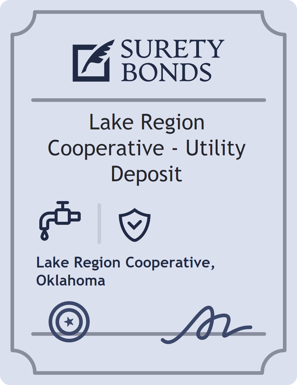 Surety bond badge for Lake Region Cooperative - Utility Deposit