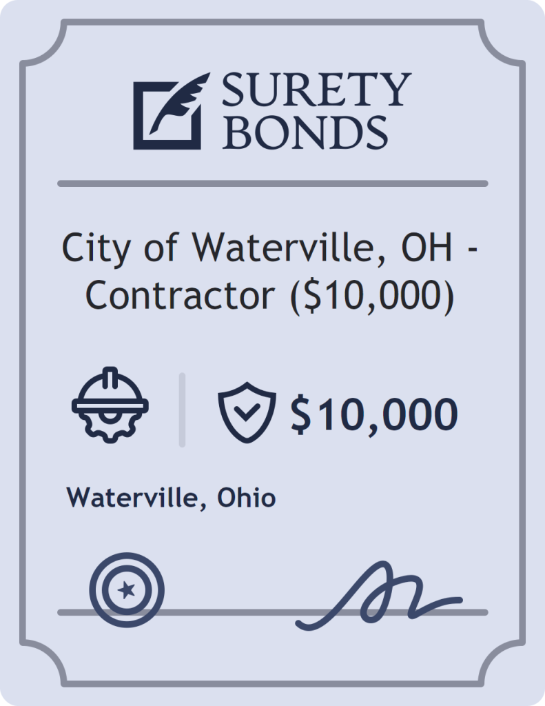 Surety bond badge for City of Waterville, OH - Contractor ($10,000)