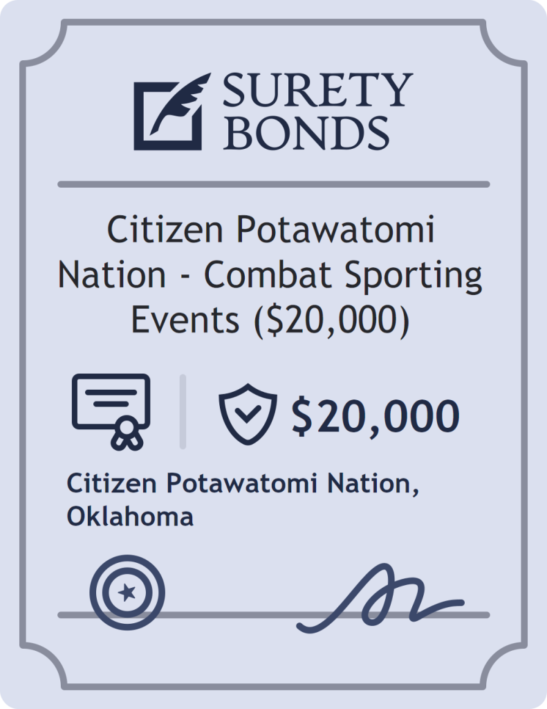 Surety bond badge for Citizen Potawatomi Nation - Combat Sporting Events ($20,000)