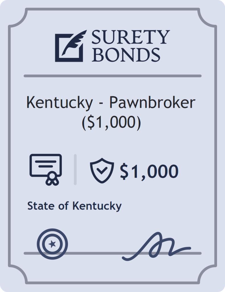 Surety bond badge for Kentucky - Pawnbroker ($1,000)