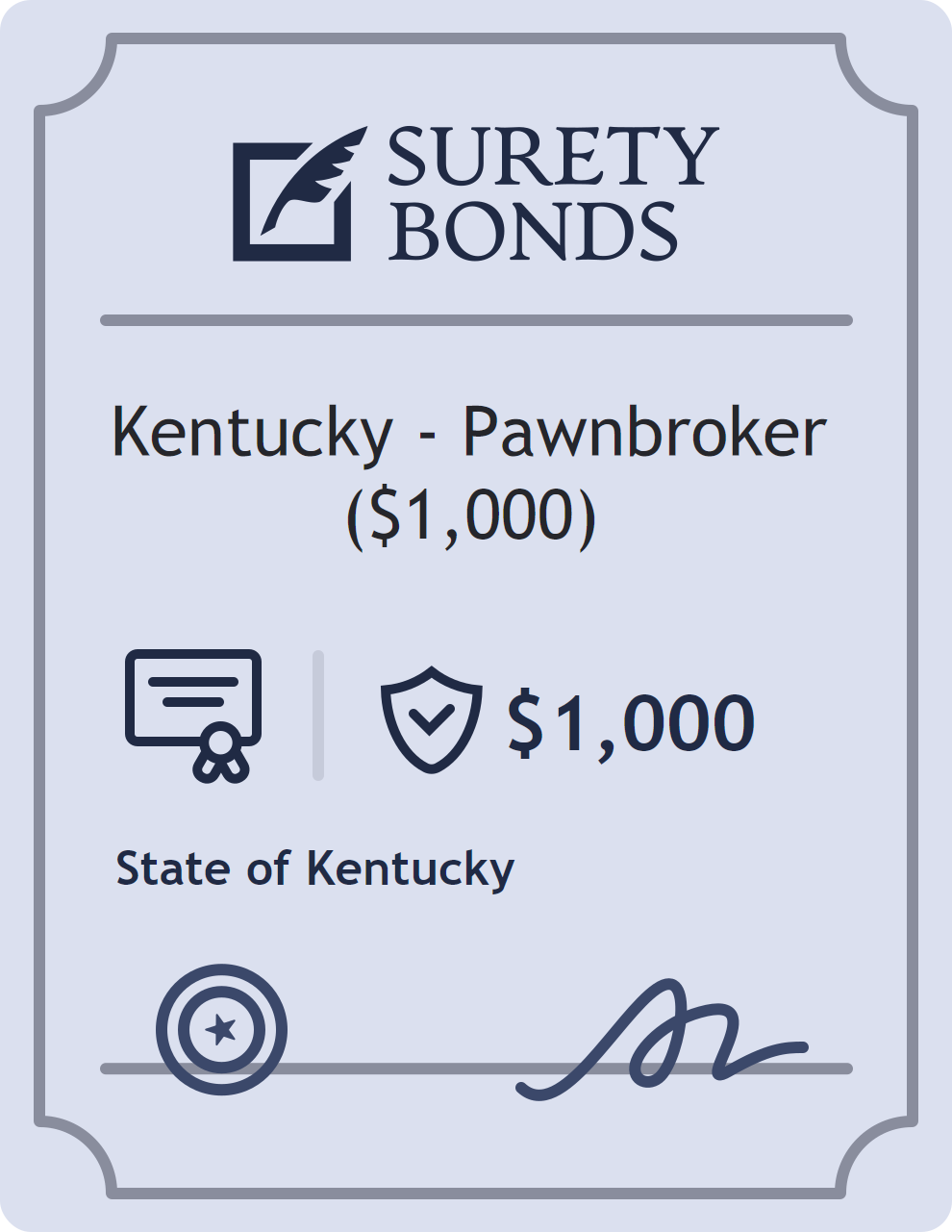 Surety bond badge for Kentucky - Pawnbroker ($1,000)