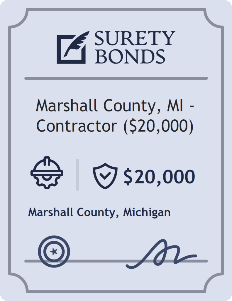 Surety bond badge for Marshall County, MI - Contractor ($20,000)