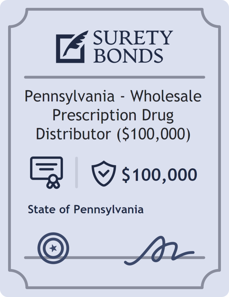 Surety bond badge for Pennsylvania - Wholesale Prescription Drug Distributor ($100,000)