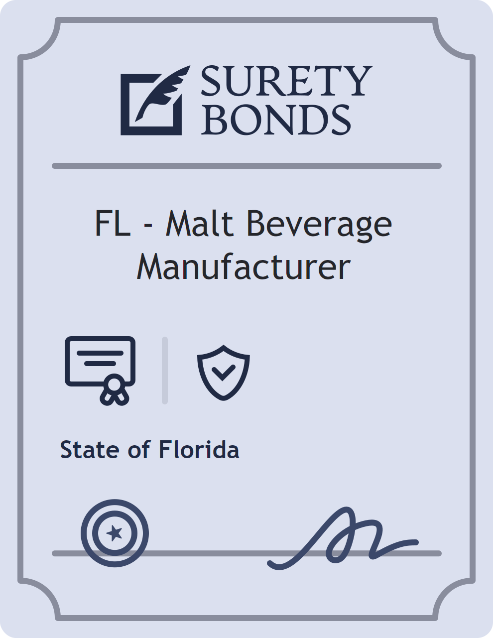 Surety bond badge for FL - Malt Beverage Manufacturer