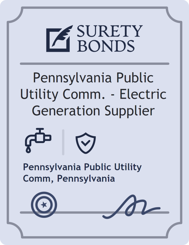 Surety bond badge for Pennsylvania Public Utility Comm. - Electric Generation Supplier