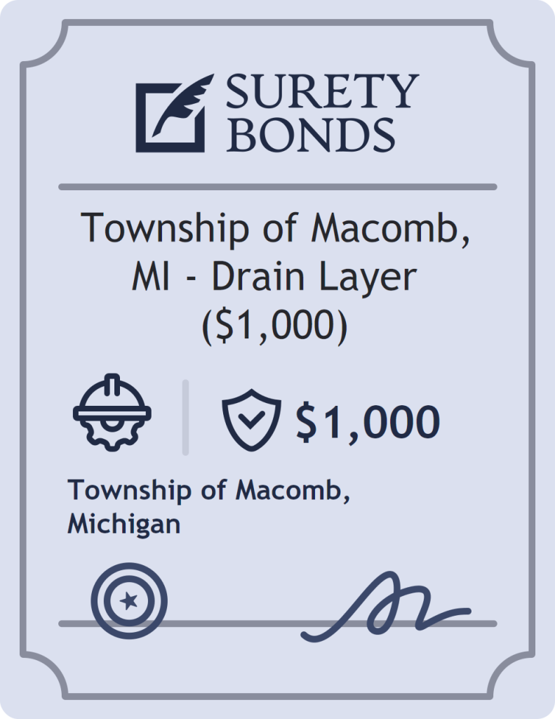 Surety bond badge for Township of Macomb, MI - Drain Layer ($1,000)