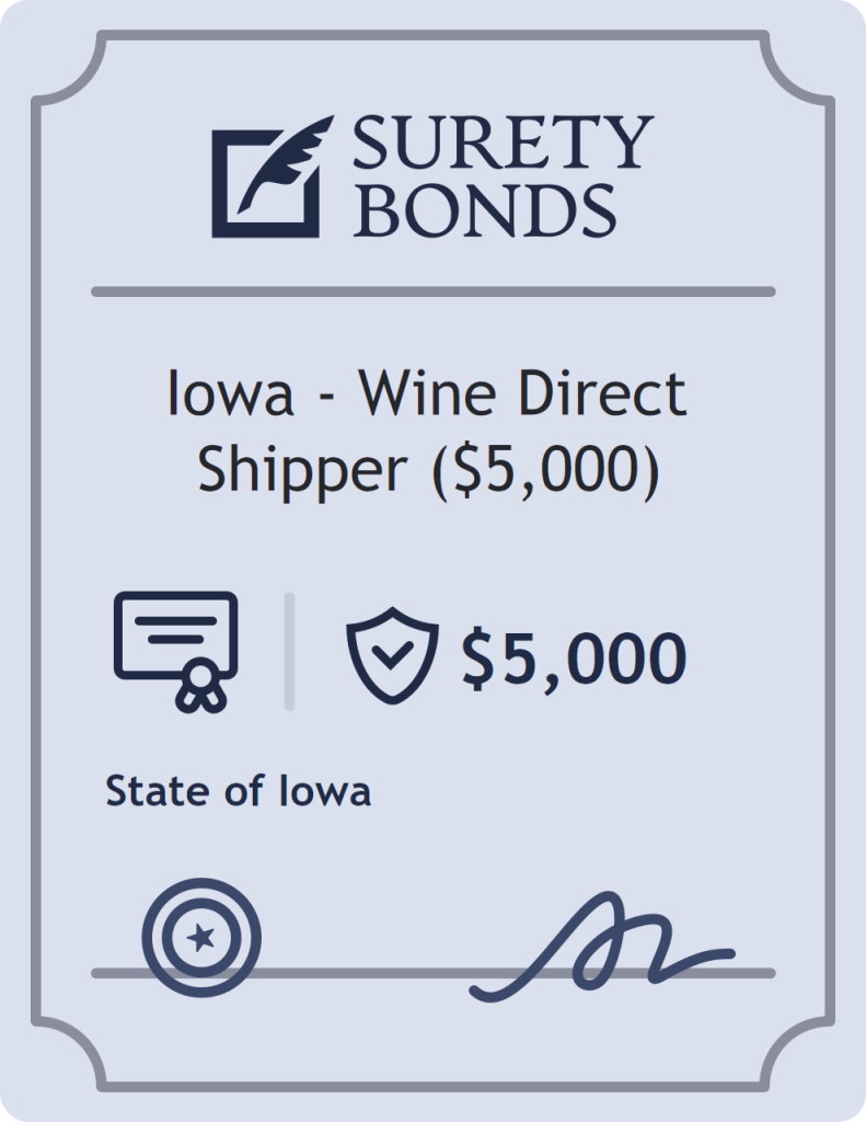 Surety bond badge for Iowa - Wine Direct Shipper ($5,000)
