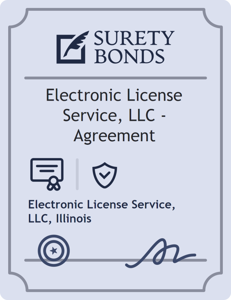 Surety bond badge for Electronic License Service, LLC - Agreement