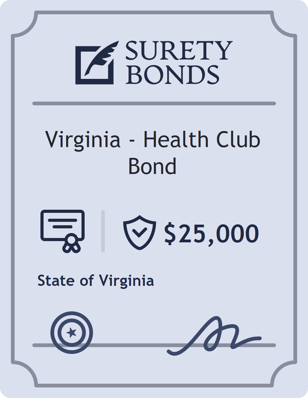 Surety bond badge for Virginia - Health Club Bond