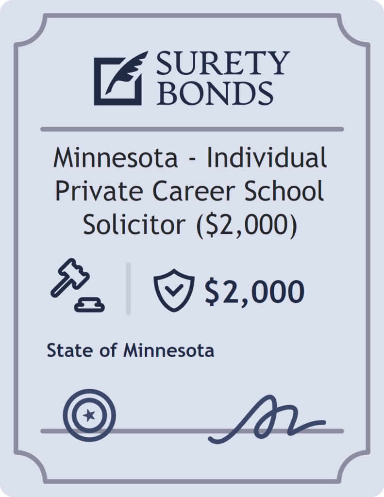 Surety bond badge for Minnesota - Individual Private Career School Solicitor ($2,000)