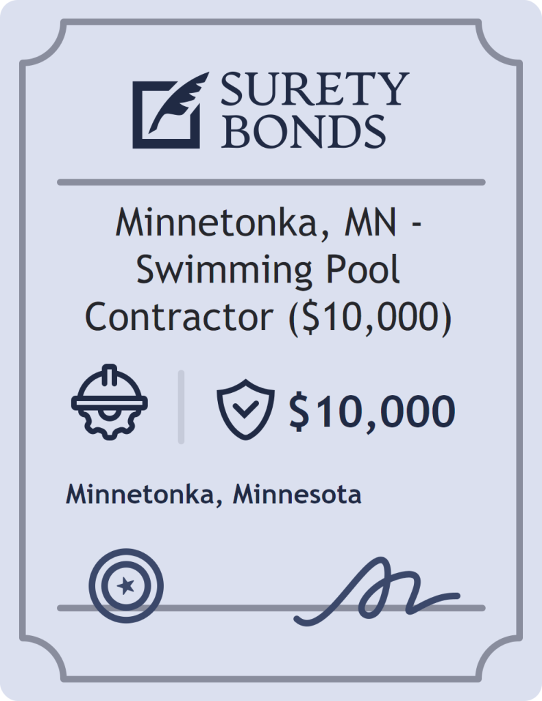 Surety bond badge for Minnetonka, MN - Swimming Pool Contractor ($10,000)
