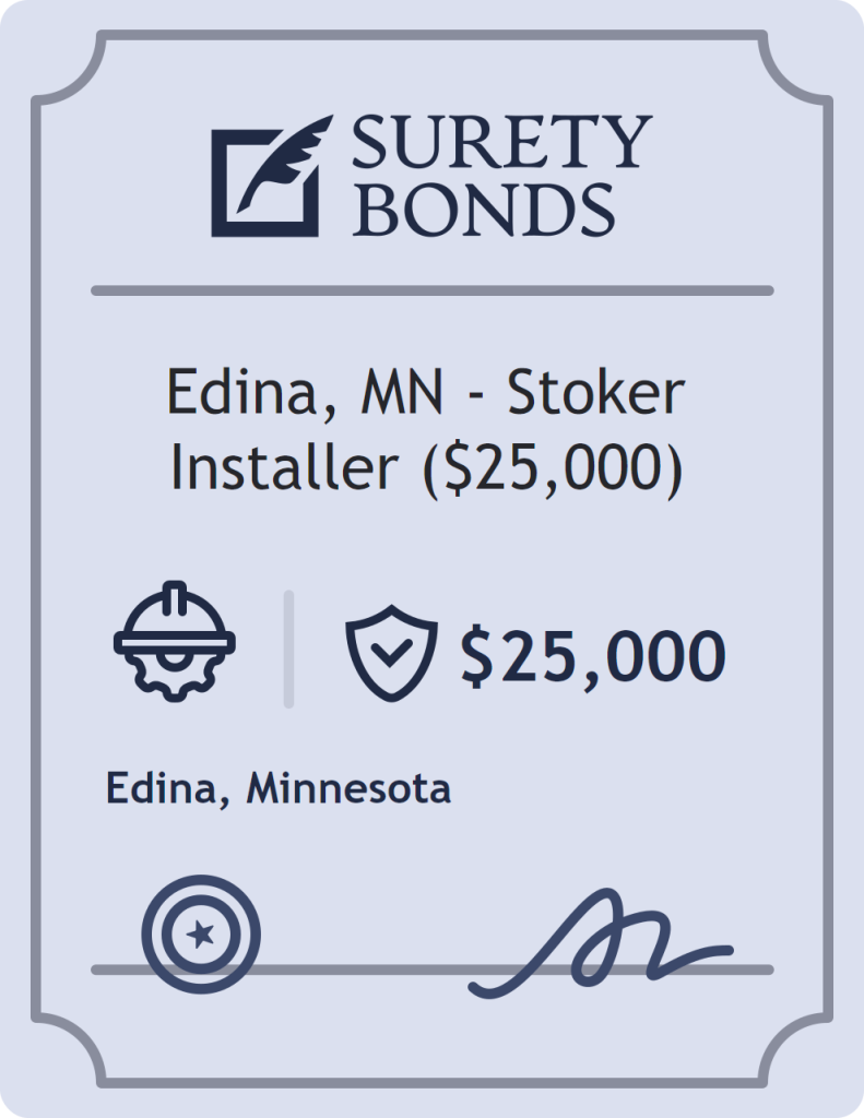 Surety bond badge for Edina, MN - Stoker Installer ($25,000)