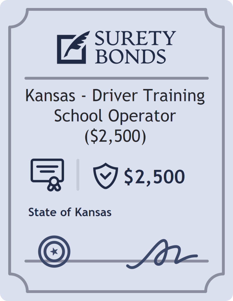 Surety bond badge for Kansas - Driver Training School Operator ($2,500)