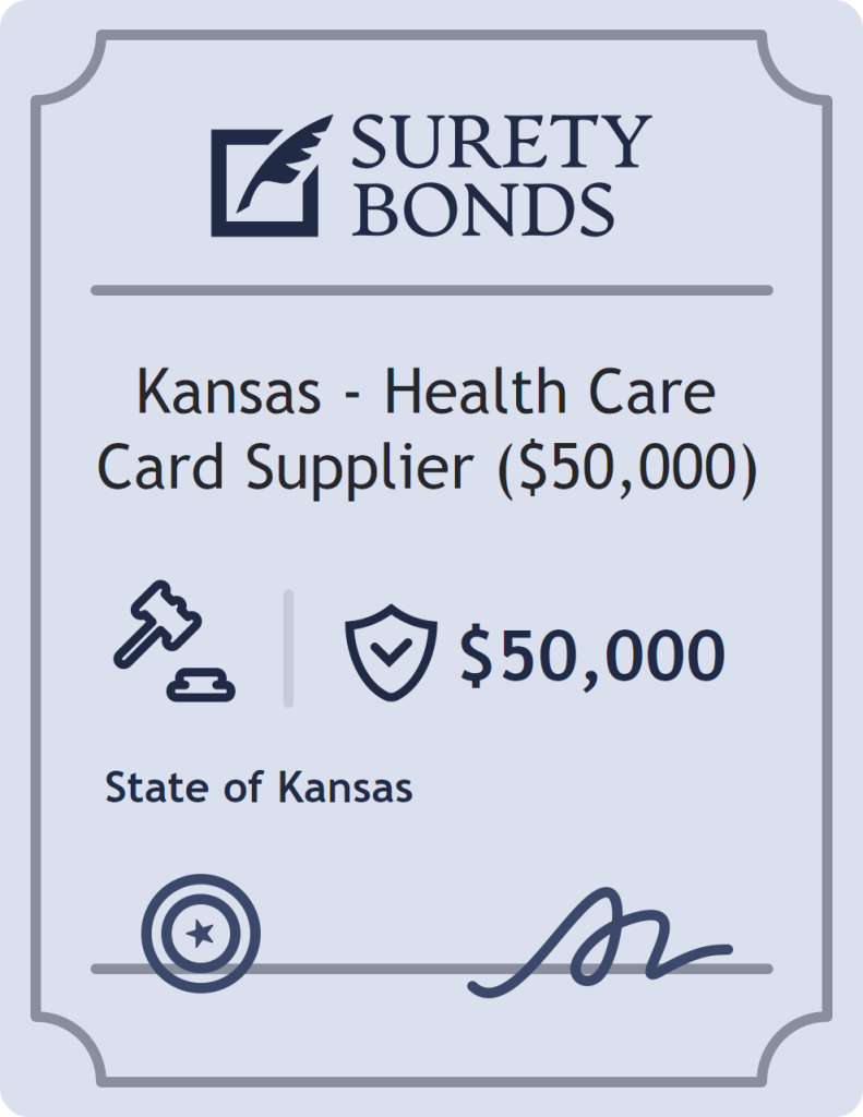 Surety bond badge for Kansas - Health Care Card Supplier ($50,000)