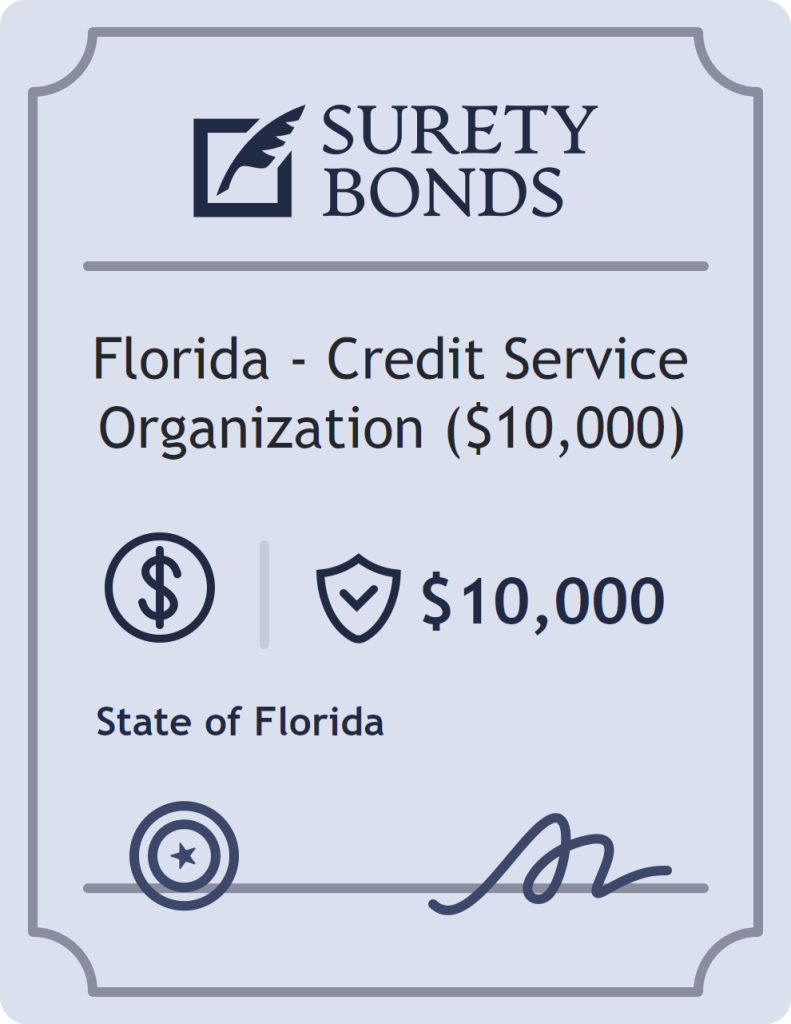 Surety bond badge for Florida - Credit Service Organization ($10,000)