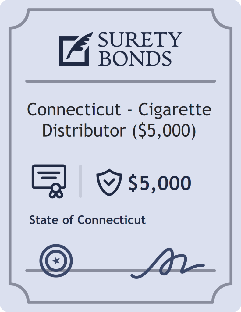 Surety bond badge for Connecticut - Cigarette Distributor ($5,000)