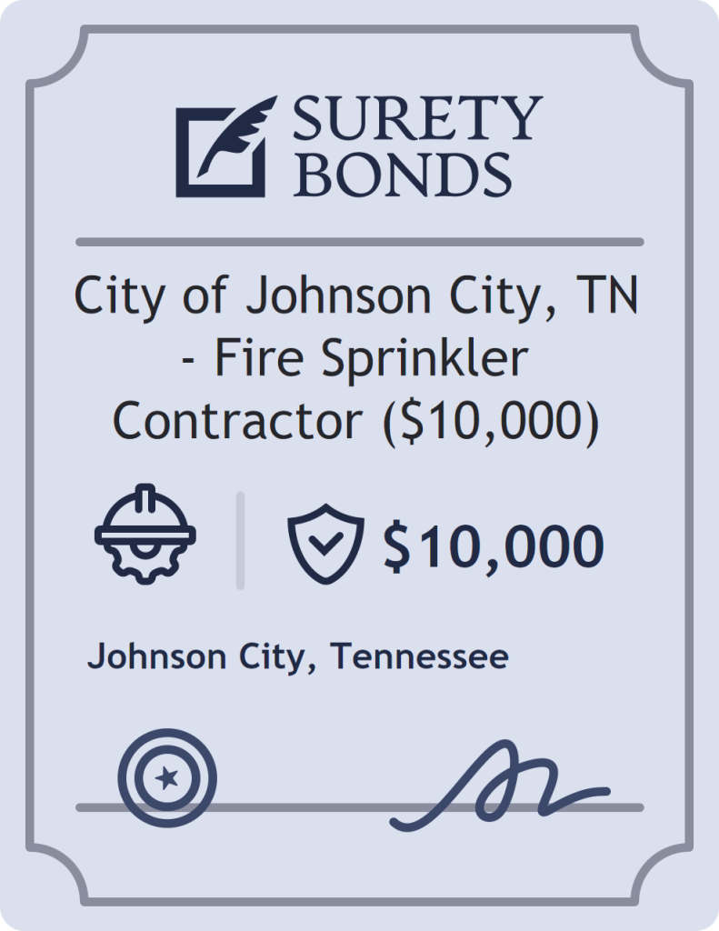 Surety bond badge for City of Johnson City, TN - Fire Sprinkler Contractor ($10,000)