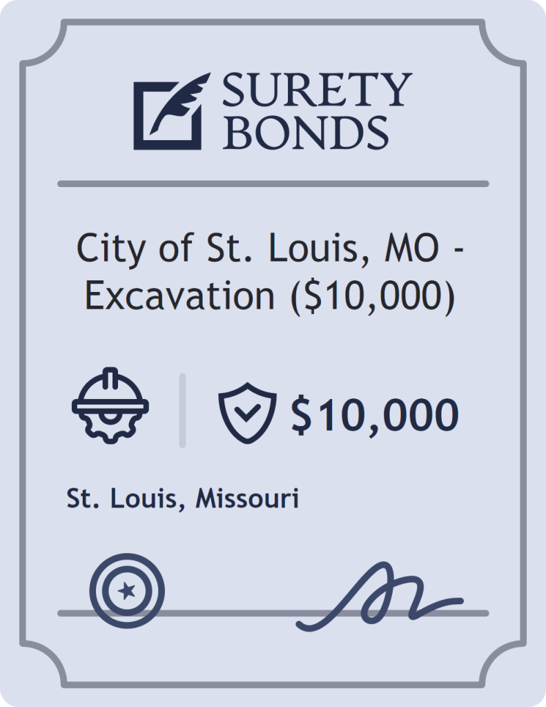 Surety bond badge for City of St. Louis, MO - Excavation ($10,000)
