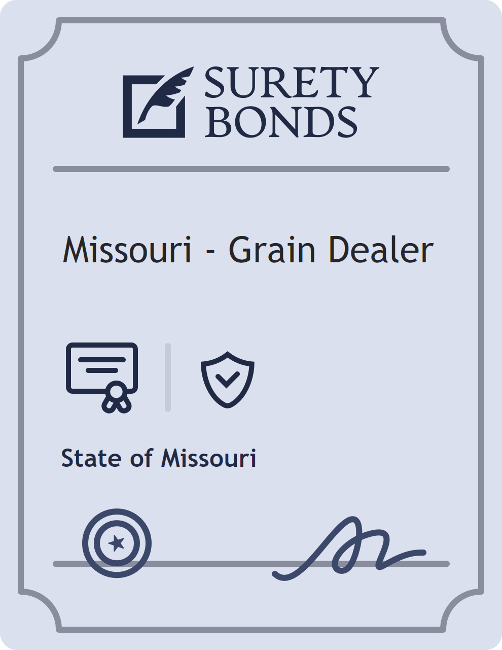 Surety bond badge for Missouri - Grain Dealer