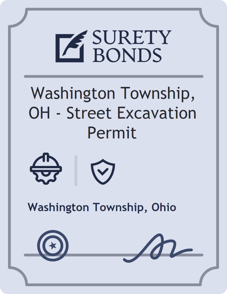 Surety bond badge for Washington Township, OH - Street Excavation Permit