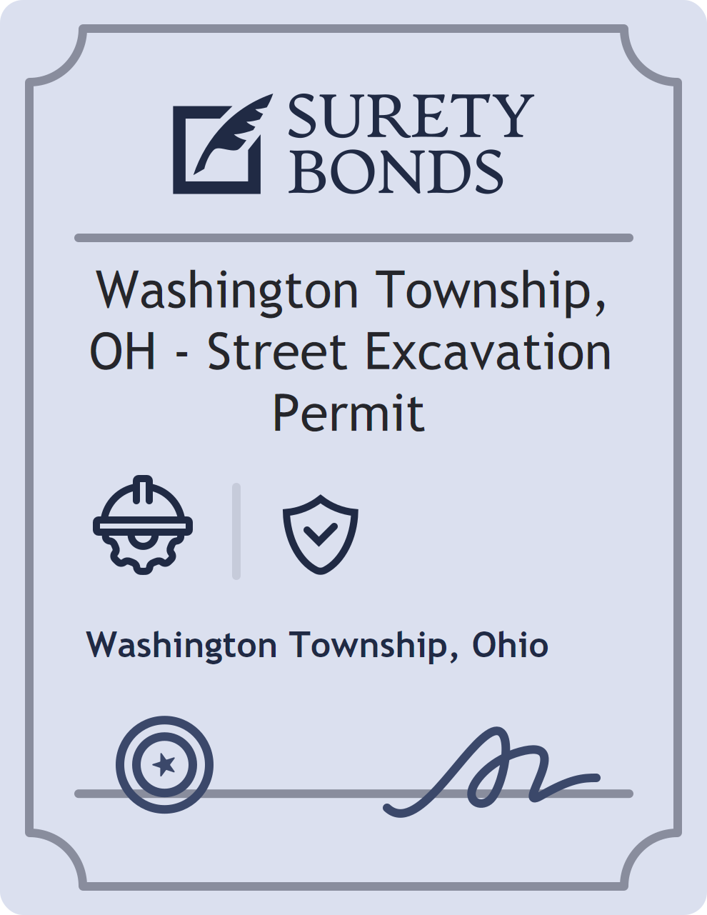 Surety bond badge for Washington Township, OH - Street Excavation Permit