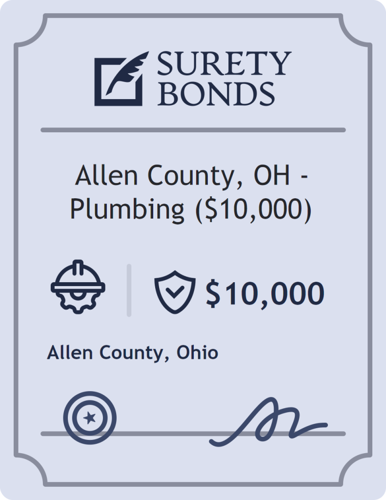 Surety bond badge for Allen County, OH - Plumbing ($10,000)