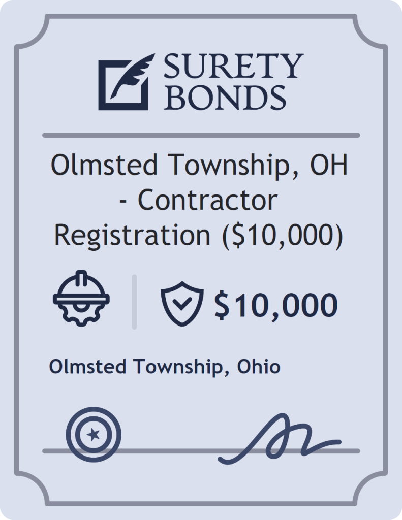 Surety bond badge for Olmsted Township, OH - Contractor Registration ($10,000)