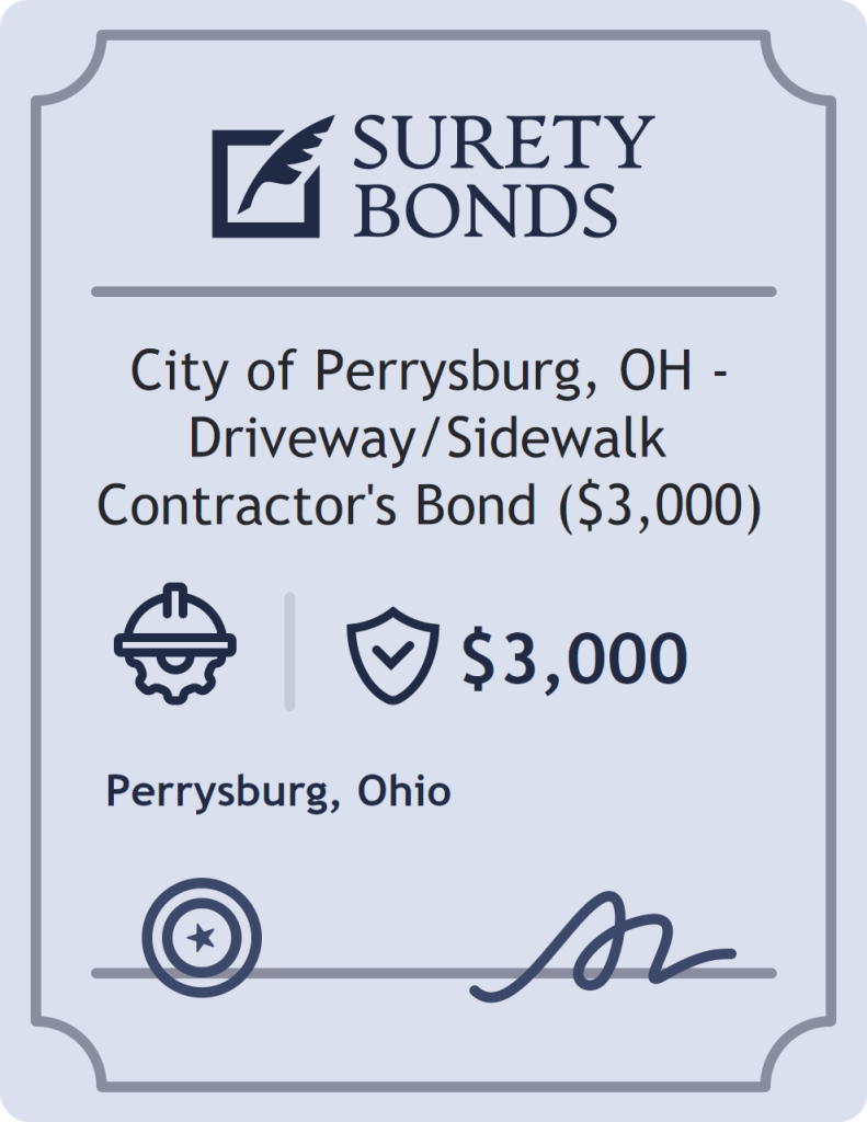 Surety bond badge for City of Perrysburg, OH - Driveway/Sidewalk Contractor's Bond ($3,000)