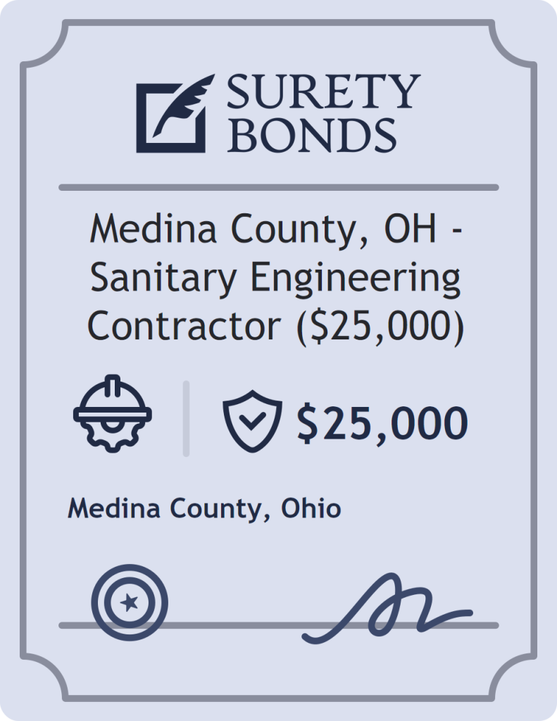 Surety bond badge for Medina County, OH - Sanitary Engineering Contractor ($25,000)