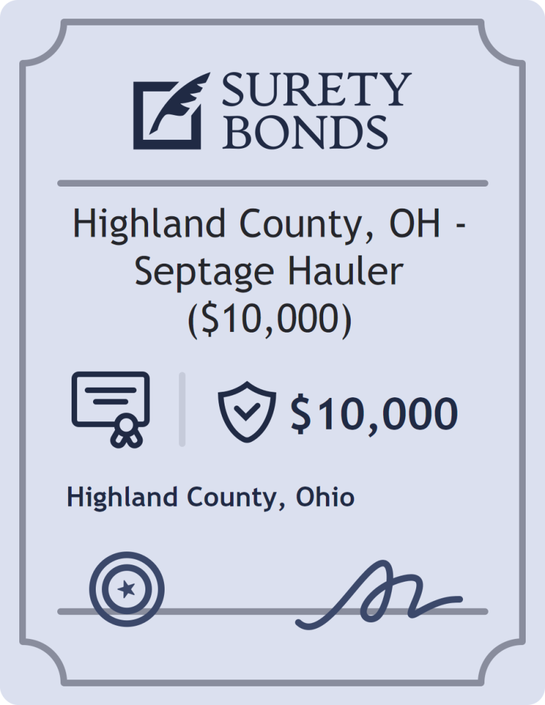 Surety bond badge for Highland County, OH - Septage Hauler ($10,000)
