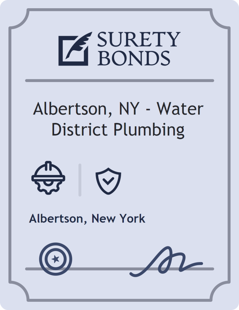 Surety bond badge for Albertson, NY - Water District Plumbing