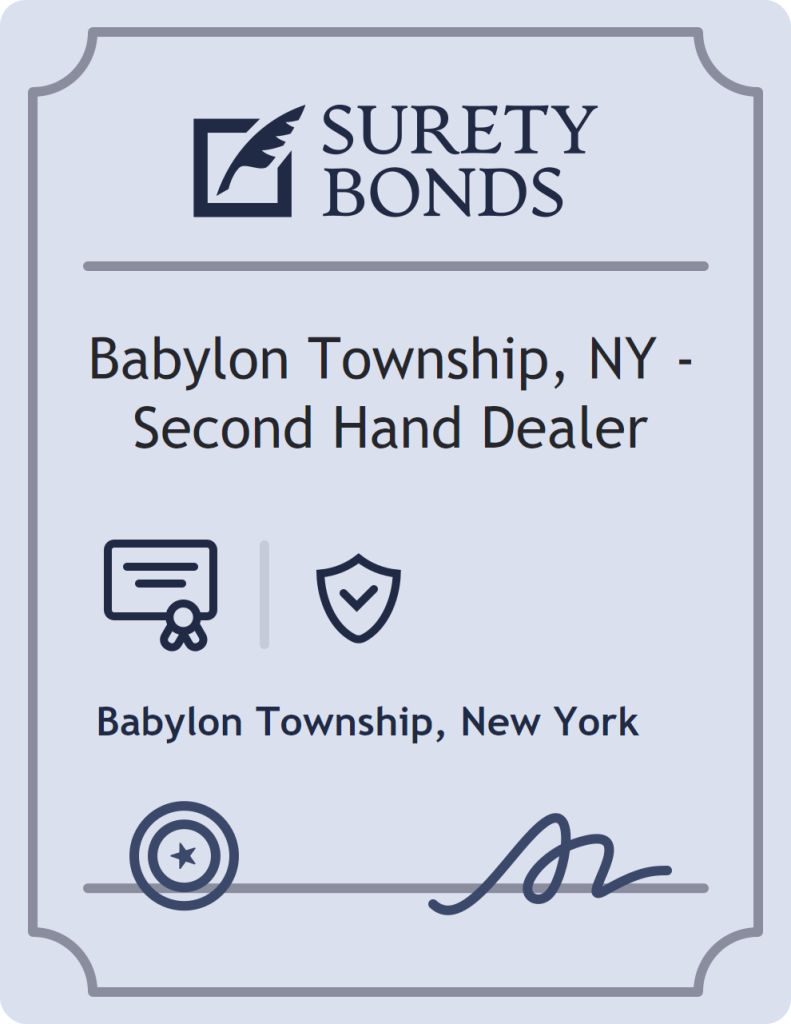 Surety bond badge for Babylon Township, NY - Second Hand Dealer