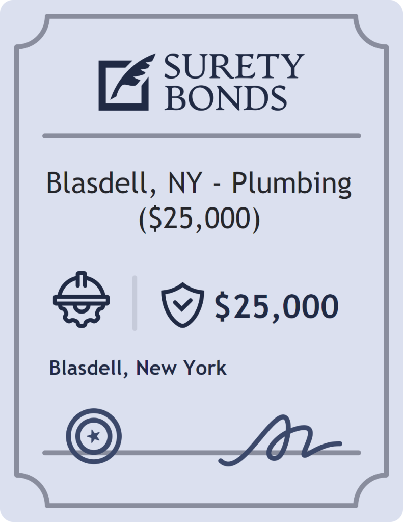 Surety bond badge for Blasdell, NY - Plumbing ($25,000)
