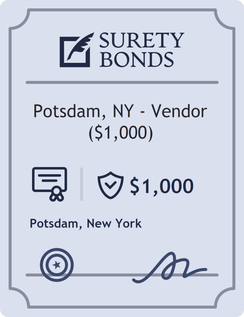 Surety bond badge for Potsdam, NY - Vendor ($1,000)