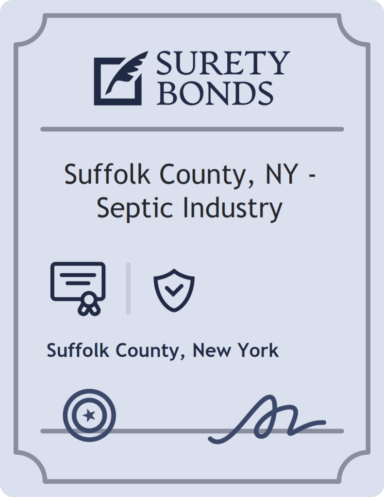 Surety bond badge for Suffolk County, NY - Septic Industry