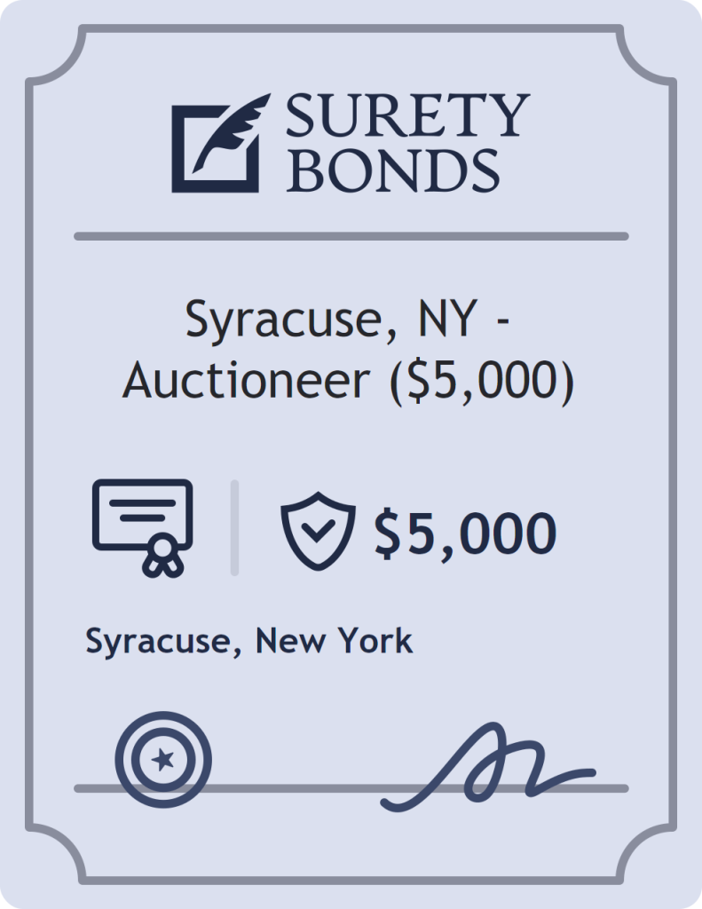 Surety bond badge for Syracuse, NY - Auctioneer ($5,000)