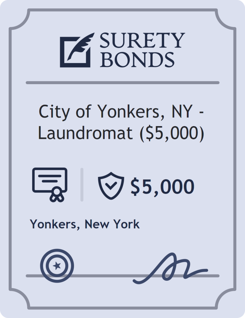 Surety bond badge for City of Yonkers, NY - Laundromat ($5,000)