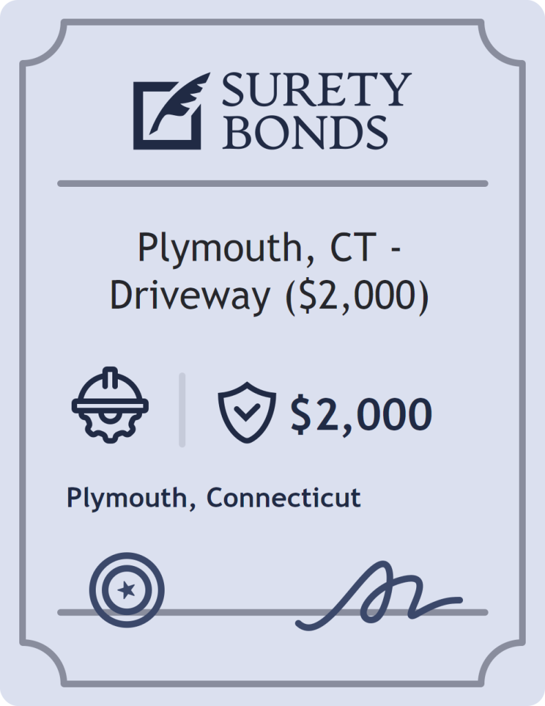 Surety bond badge for Plymouth, CT - Driveway ($2,000)