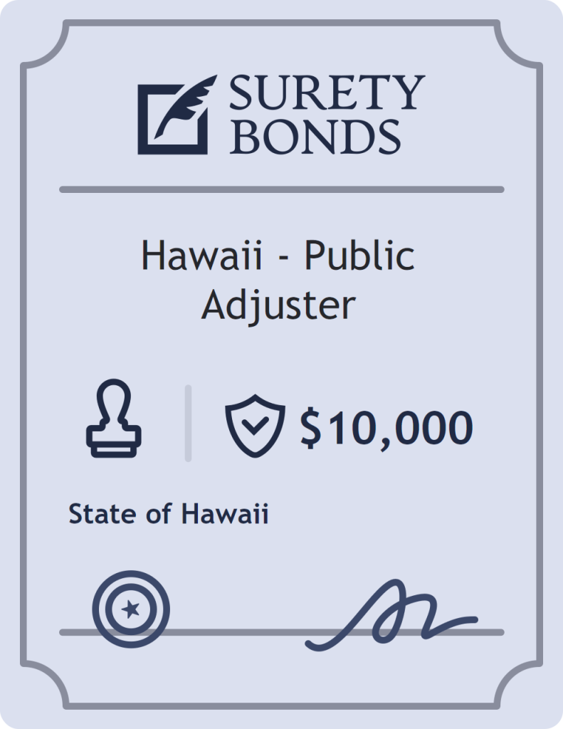 Surety bond badge for Hawaii - Public Adjuster