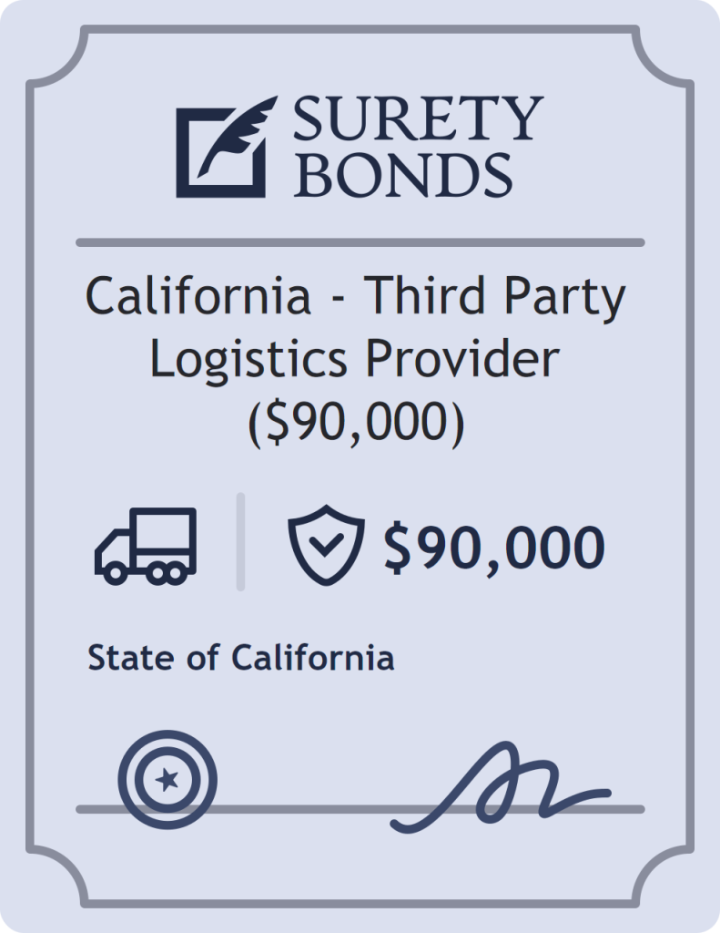 Surety bond badge for California - Third Party Logistics Provider ($90,000)