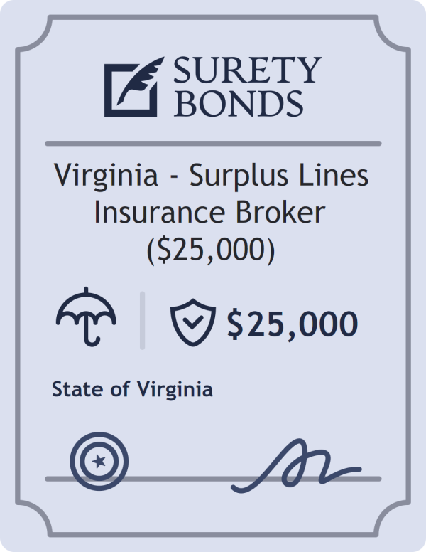Surety bond badge for Virginia - Surplus Lines Insurance Broker ($25,000)