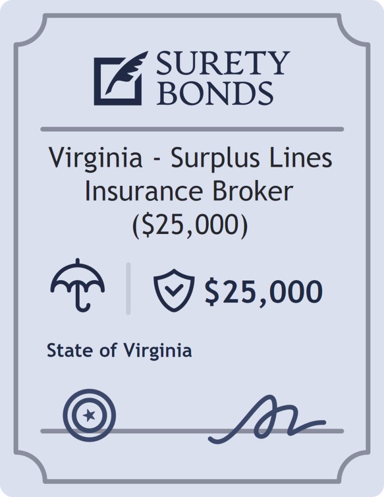 Surety bond badge for Virginia - Surplus Lines Insurance Broker ($25,000)