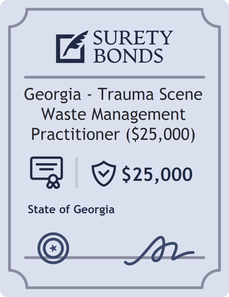 Surety bond badge for Georgia - Trauma Scene Waste Management Practitioner ($25,000)