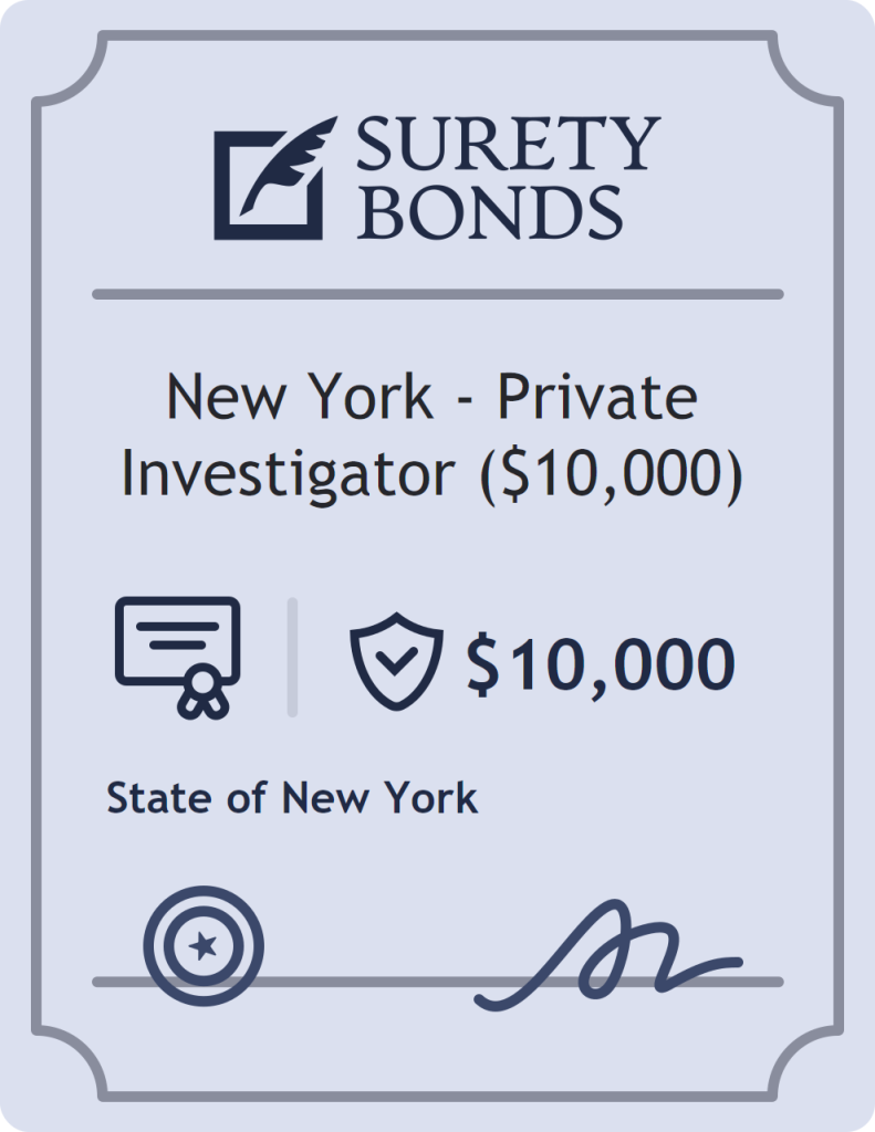 Surety bond badge for New York - Private Investigator ($10,000)