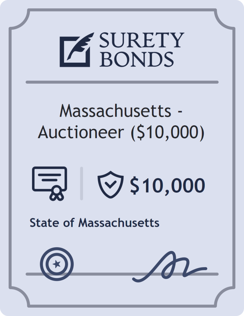 Surety bond badge for Massachusetts - Auctioneer ($10,000)